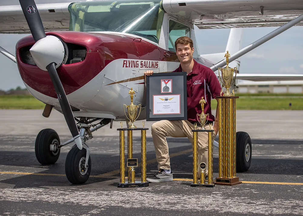 SIU Aviation Flying Salukis Plane and Trophies