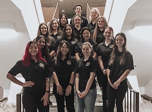 group photo of the Women in Aviation student chapter members